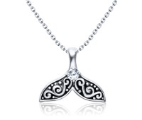 Whale Tail CZ Silver Necklace SPE-3599